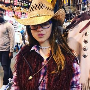 Fur burgundy vest